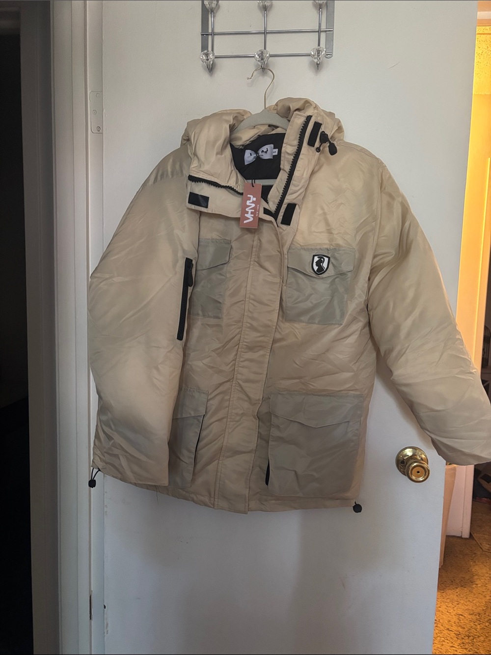 VHNY Beige Puffer Jacket with Hood